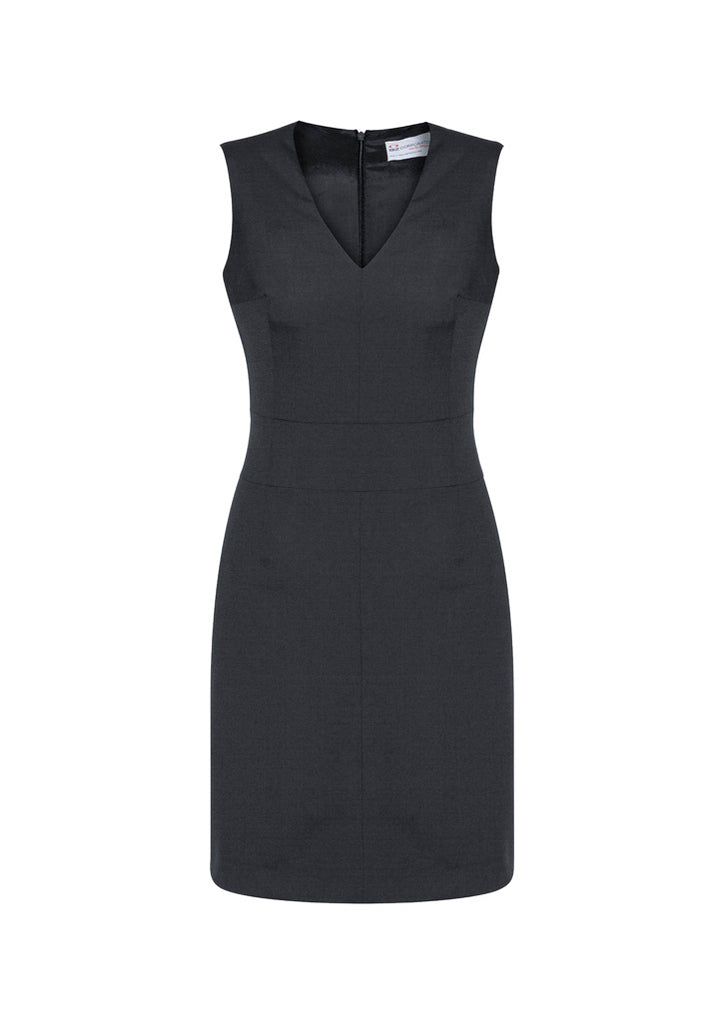 Biz Corporate Womens Comfort Wool Stretch Sleeveless V-Neck Dress (34021)