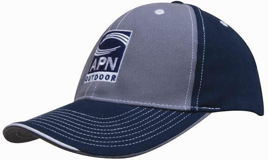 Headwear Brushed Heavy Cotton Two Tone Cap with Contrasting Stitching and Open Lip Sandwich (4053)