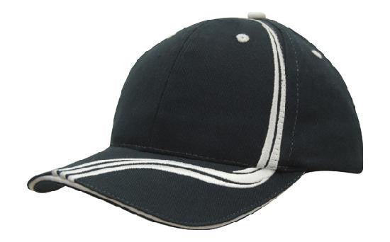 Headwear Brushed Heavy Cotton with Waving Stripes on Crown & Peak Cap (4099)