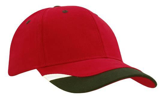 Headwear-Headwear Brushed Heavy Cotton with Peak Inserts & Printed Trim-Red/Black/White / Free Size-Uniform Wholesalers - 6