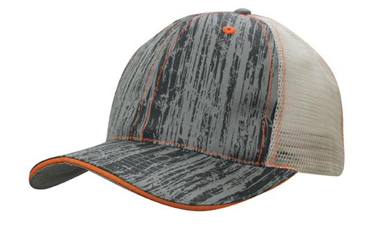 Headwear Wood Printed Fabric/Mesh Back cap (4143)