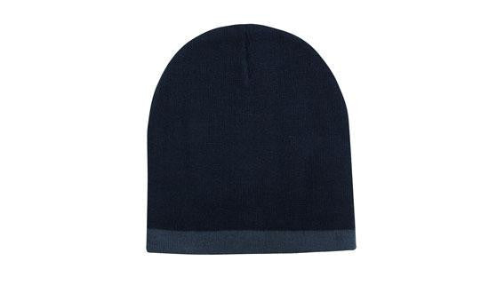 Headwear Roll Down Two Tone Acrylic Beanie - Toque Hat (4188)