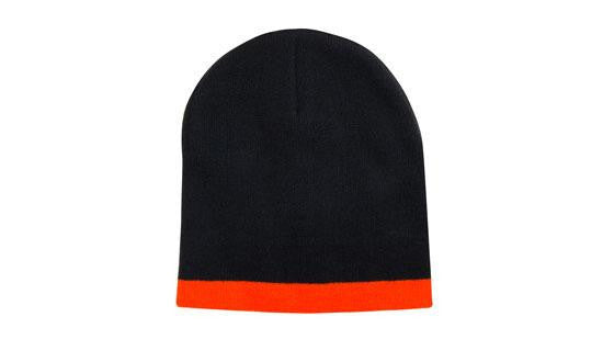 Headwear Roll Down Two Tone Acrylic Beanie - Toque Hat (4188)