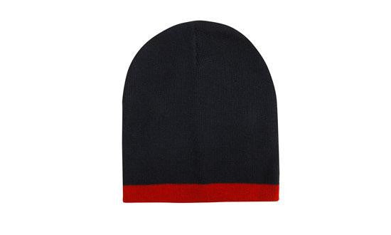 Headwear Roll Down Two Tone Acrylic Beanie - Toque Hat (4188)