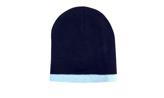 Headwear Roll Down Two Tone Acrylic Beanie - Toque Hat (4188)