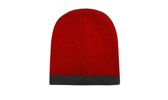 Headwear Roll Down Two Tone Acrylic Beanie - Toque Hat (4188)