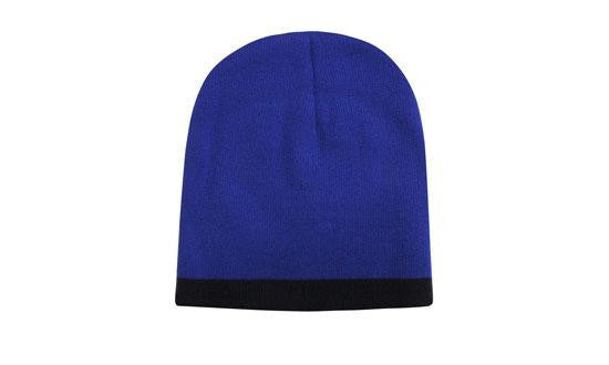 Headwear Roll Down Two Tone Acrylic Beanie - Toque Hat (4188)