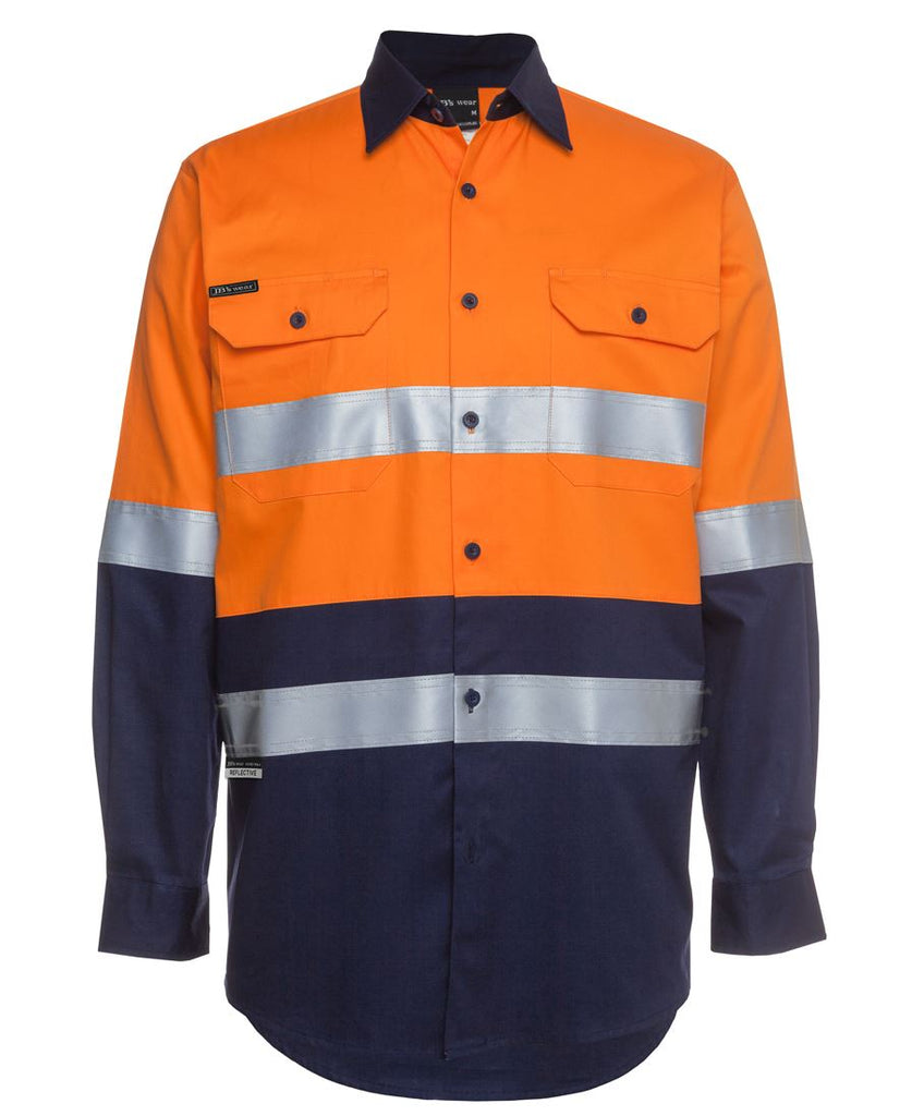 Jb's Hi Vis Long Sleeve (D+N) 150g Work Shirt - Adults (6DNWL)