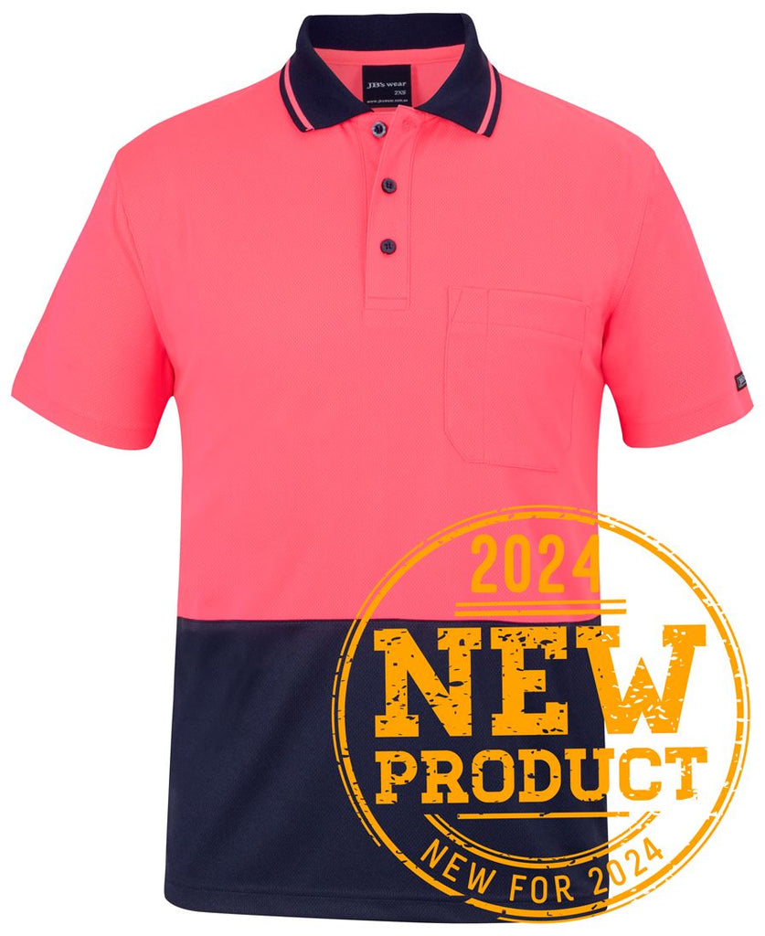 JBs Wear Adults Hi Vis  Non Cuff Traditional Polo 2nd color (6HVNC)