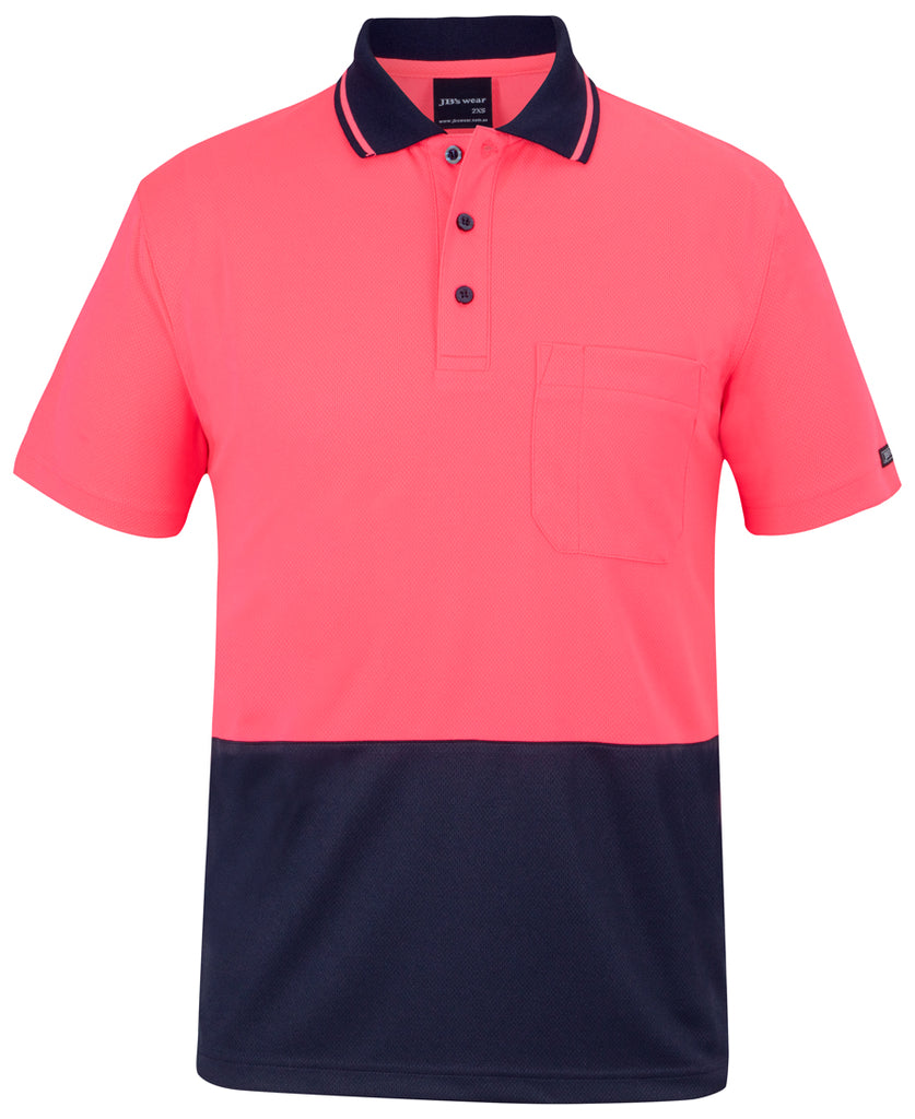 JBs Wear Adults Hi Vis  Non Cuff Traditional Polo 2nd color (6HVNC)