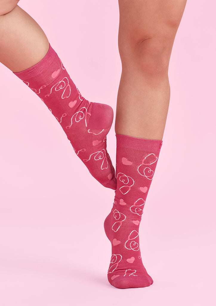 Biz Care Unisex Pink Happy Feet Comfort Socks (CCS250U)