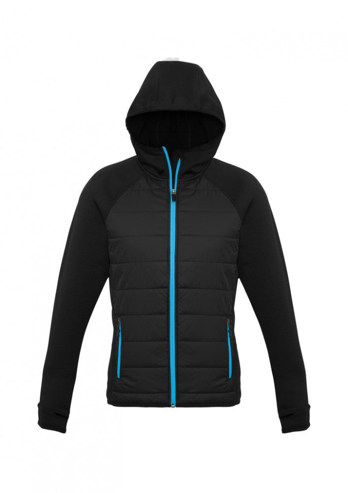 Biz Collection-Biz Collection Ladies Stealth Tech Hoodie-BLACK/CYAN / XS-Corporate Apparel Online - 3