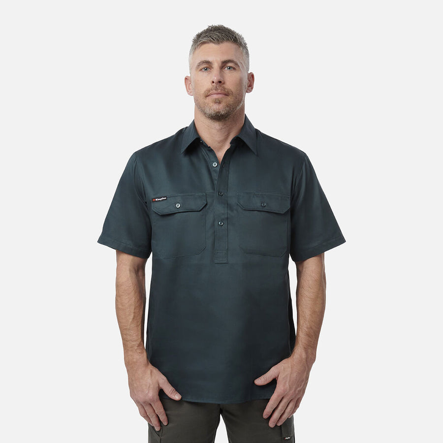 King-Gee-Originals-Short-Sleeve-Closed-Front-Cotton-Drill-Work-Shirt