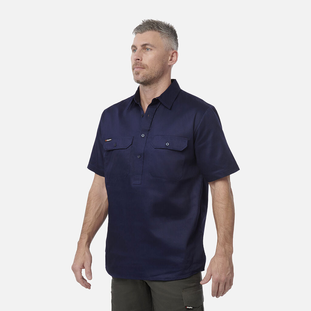 King Gee Originals Short Sleeve Closed Front Cotton Drill Work Shirt (K04060)