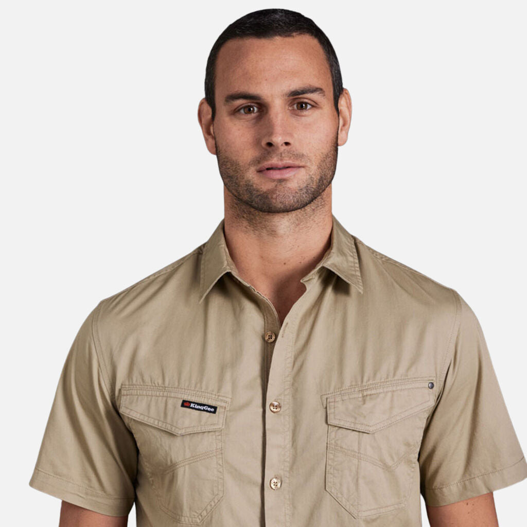 King Gee Tradies Lightweight Cotton Drill Short Sleeve Work Shirt (K14355)