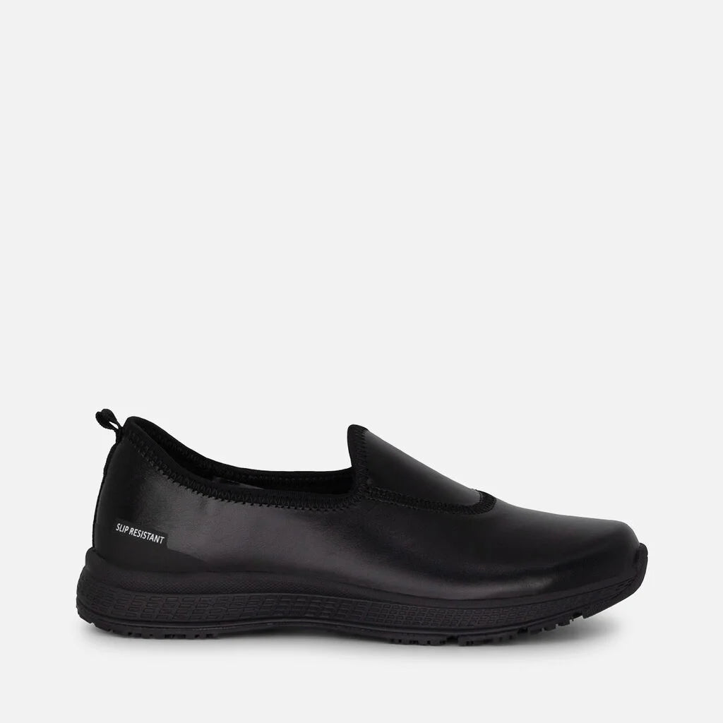 King Gee Women's Superlite Leather Slip-On Work Shoes -Black (K22340)