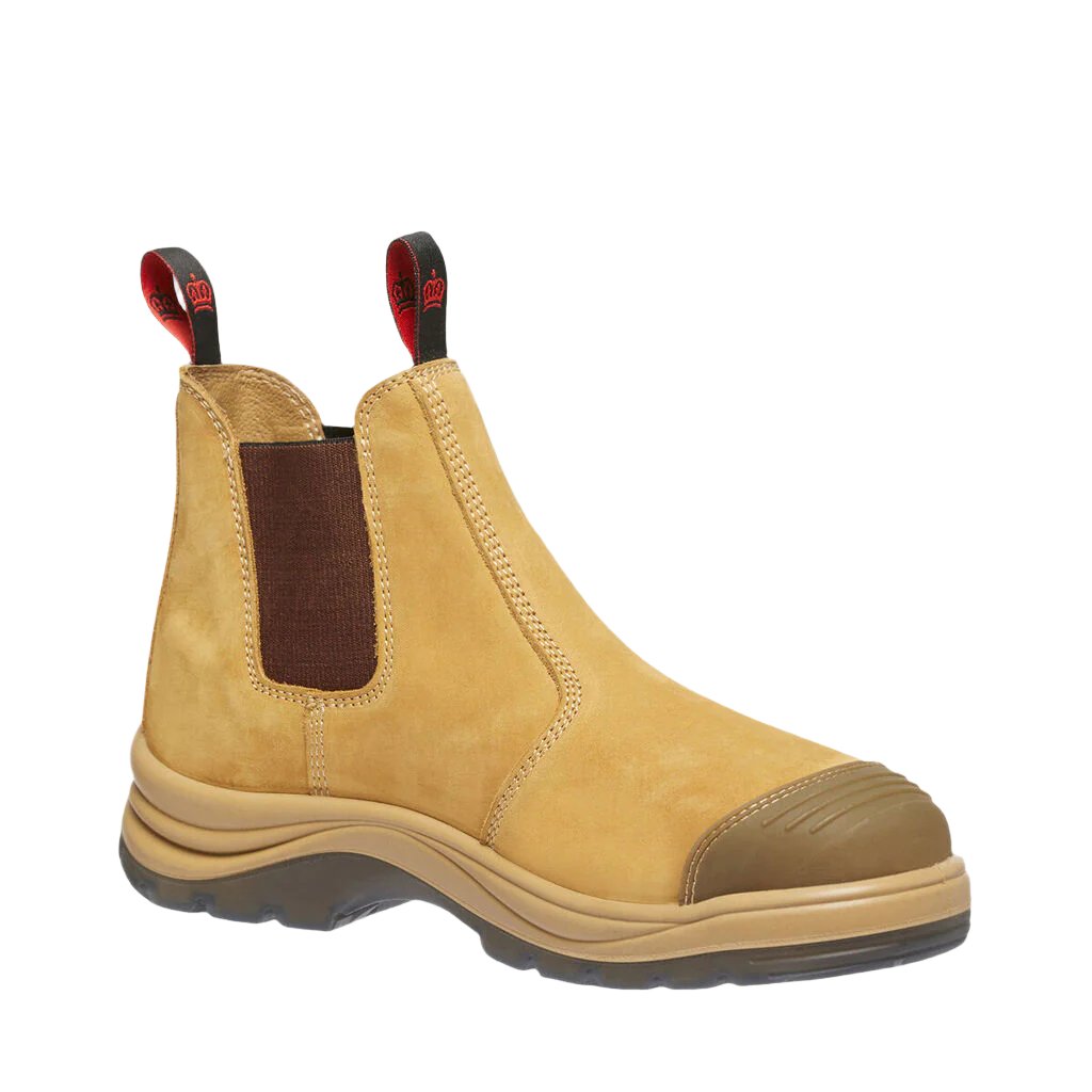 King Gee Tradie Gusset Steel Cap Safety Boots With Scuff Cap - Wheat (K25200)