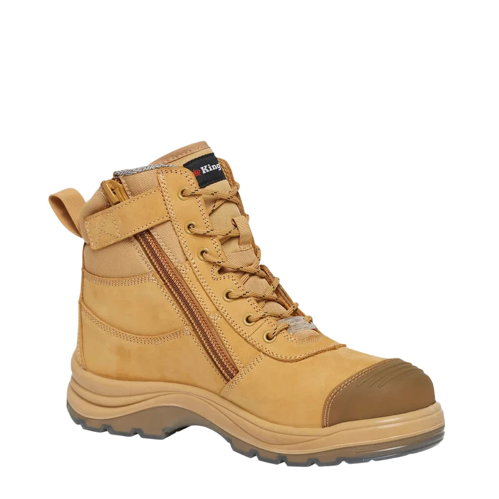 King Gee Tradie Zip/Lace Composite Safety Work Boots 6" - Wheat (K27105)