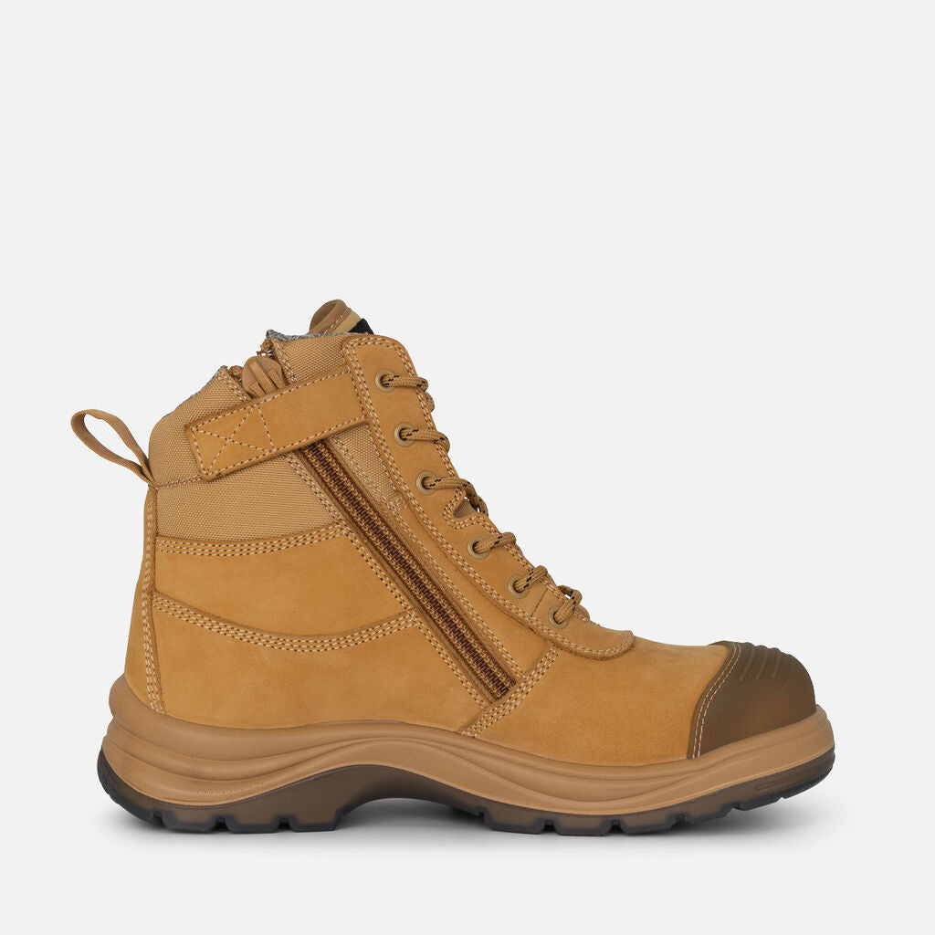 King Gee Tradie Zip/Lace Composite Safety Work Boots 6" - Wheat (K27105)