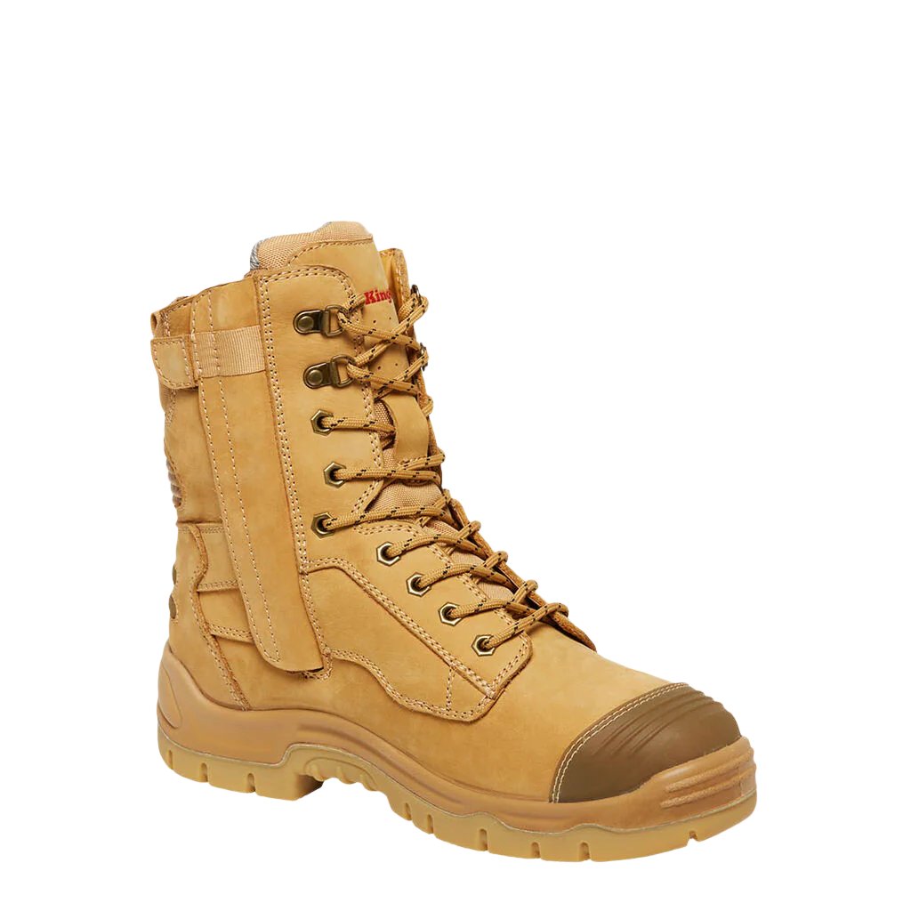 King Gee Phoenix Metguard Zip/Lace Safety Work Boots Wheat 8" (K27800)