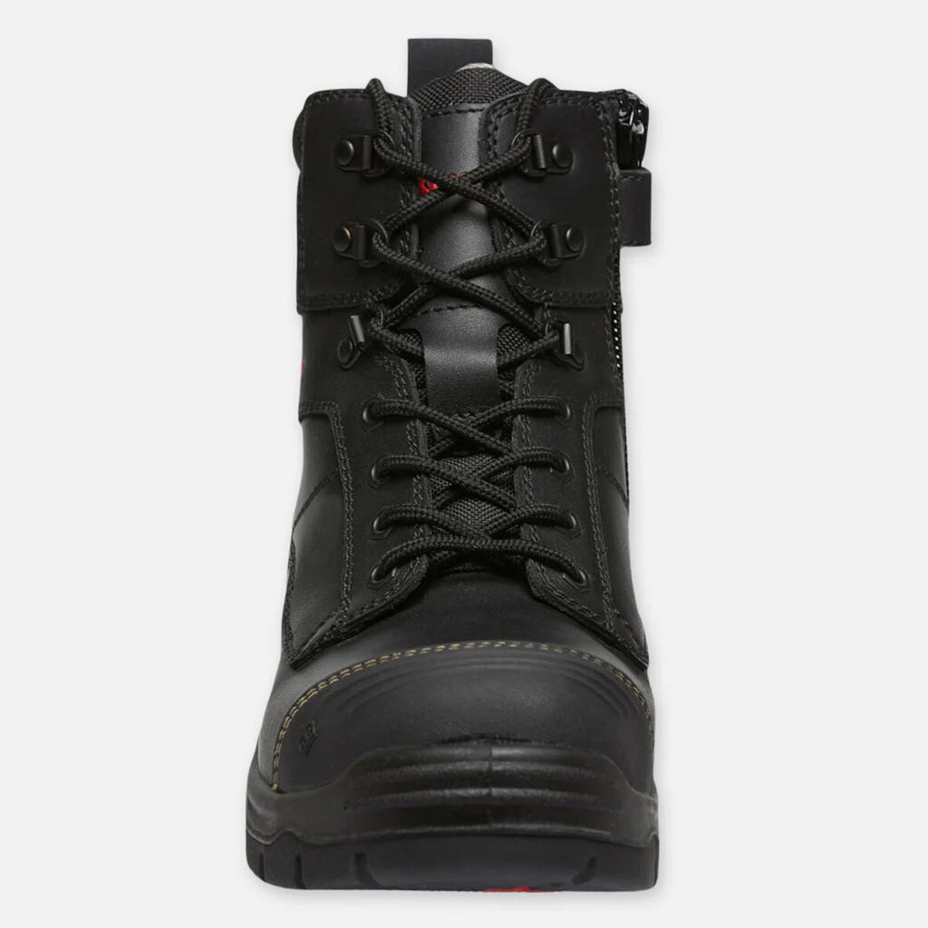 King Gee Phoenix Zip/Lace Safety Work Boots With Scuff Cap - Black (K27890)