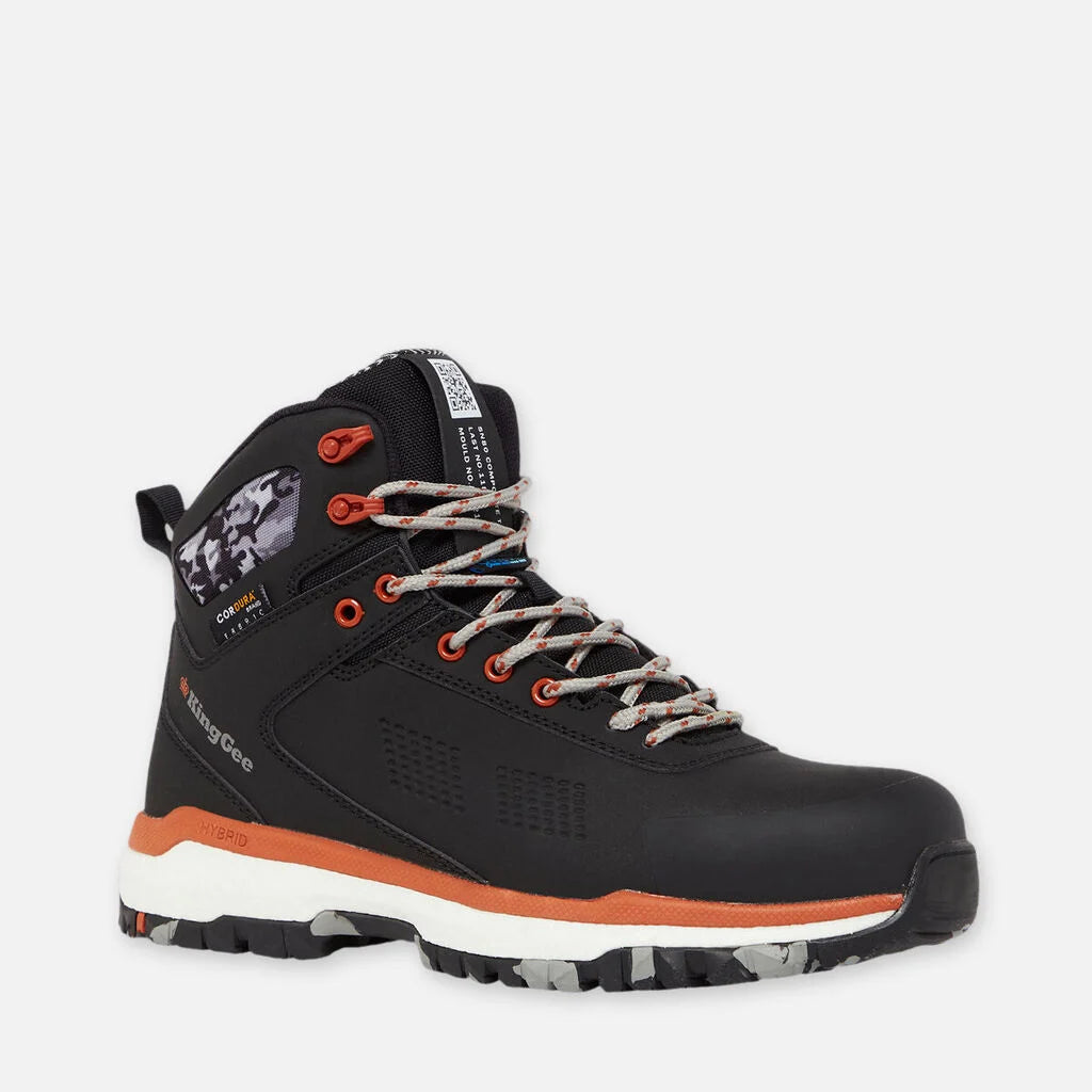 King Gee Terra Firma Hybrid Zip/Lace Composite Toe Work Boots 5" - Black/Burnt Orange (K27951)