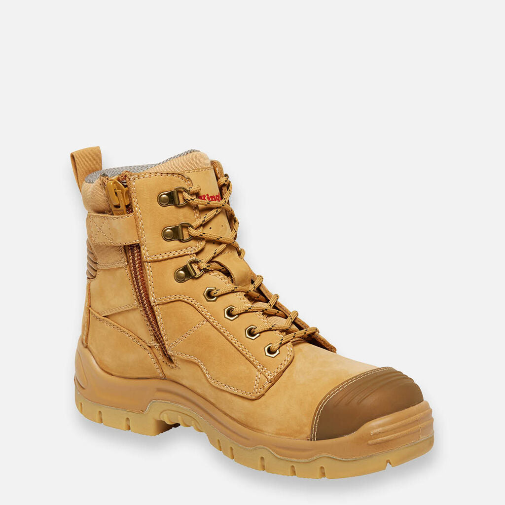 King Gee Phoenix Zip/Lace Composite Safety Work Boots 6" - Wheat (K27980)