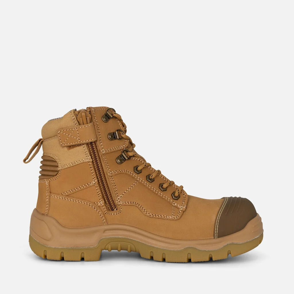 King Gee Phoenix Zip/Lace Composite Safety Work Boots 6" - Wheat (K27980)