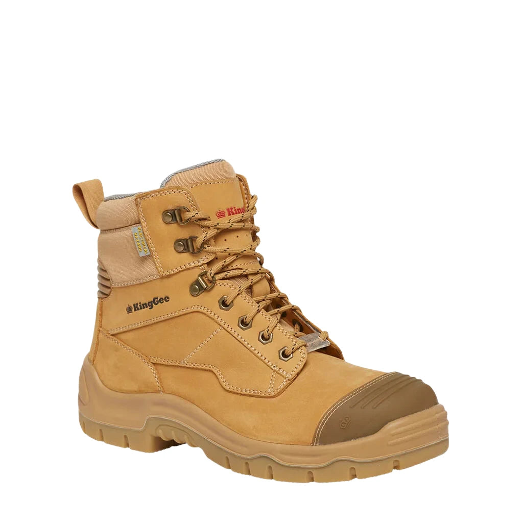 King Gee Phoenix Zip/Lace Composite Safety Work Boots 6" - Wheat (K27980)