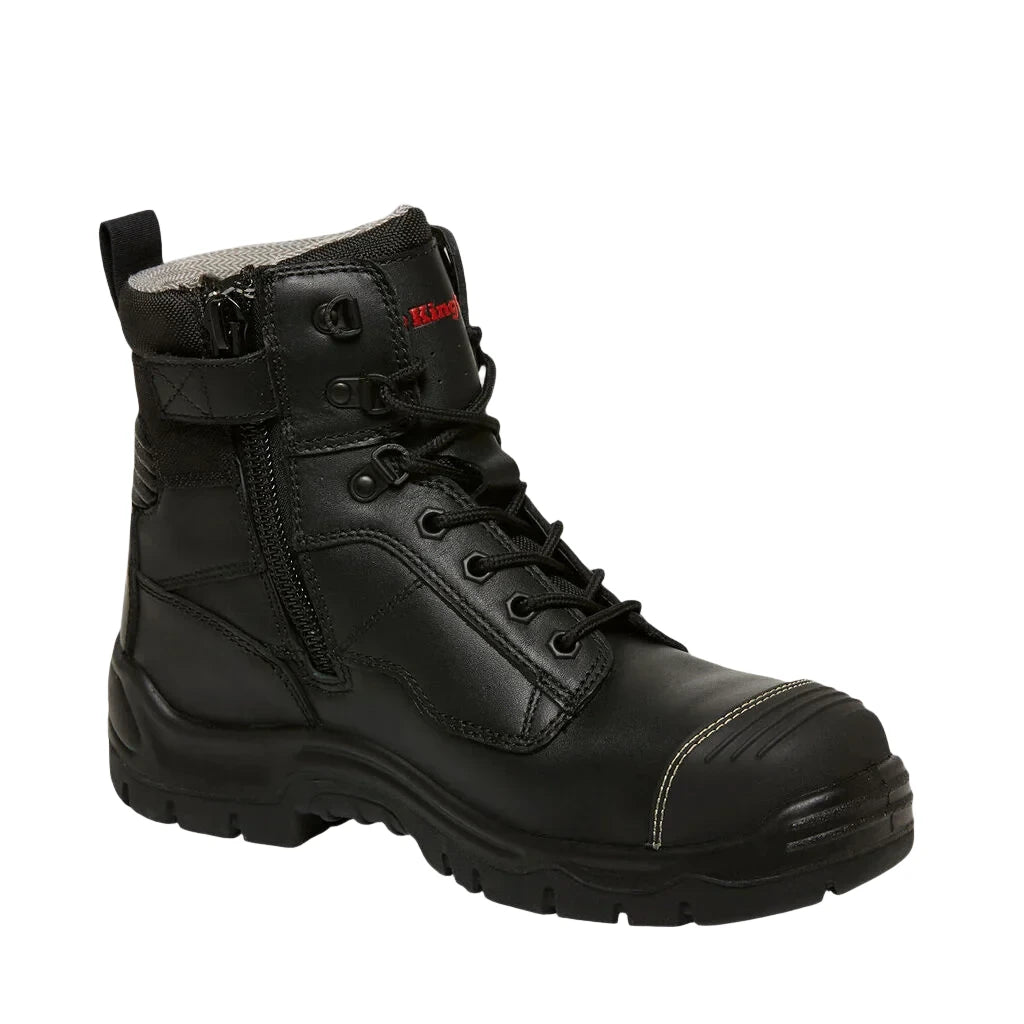 King Gee Phoenix Zip/Lace Composite Safety Work Boots 6" - Black (K27985)