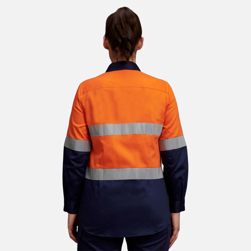 King Gee Women's Hi-Vis Reflective Long Sleeve Work Shirt (K44532)