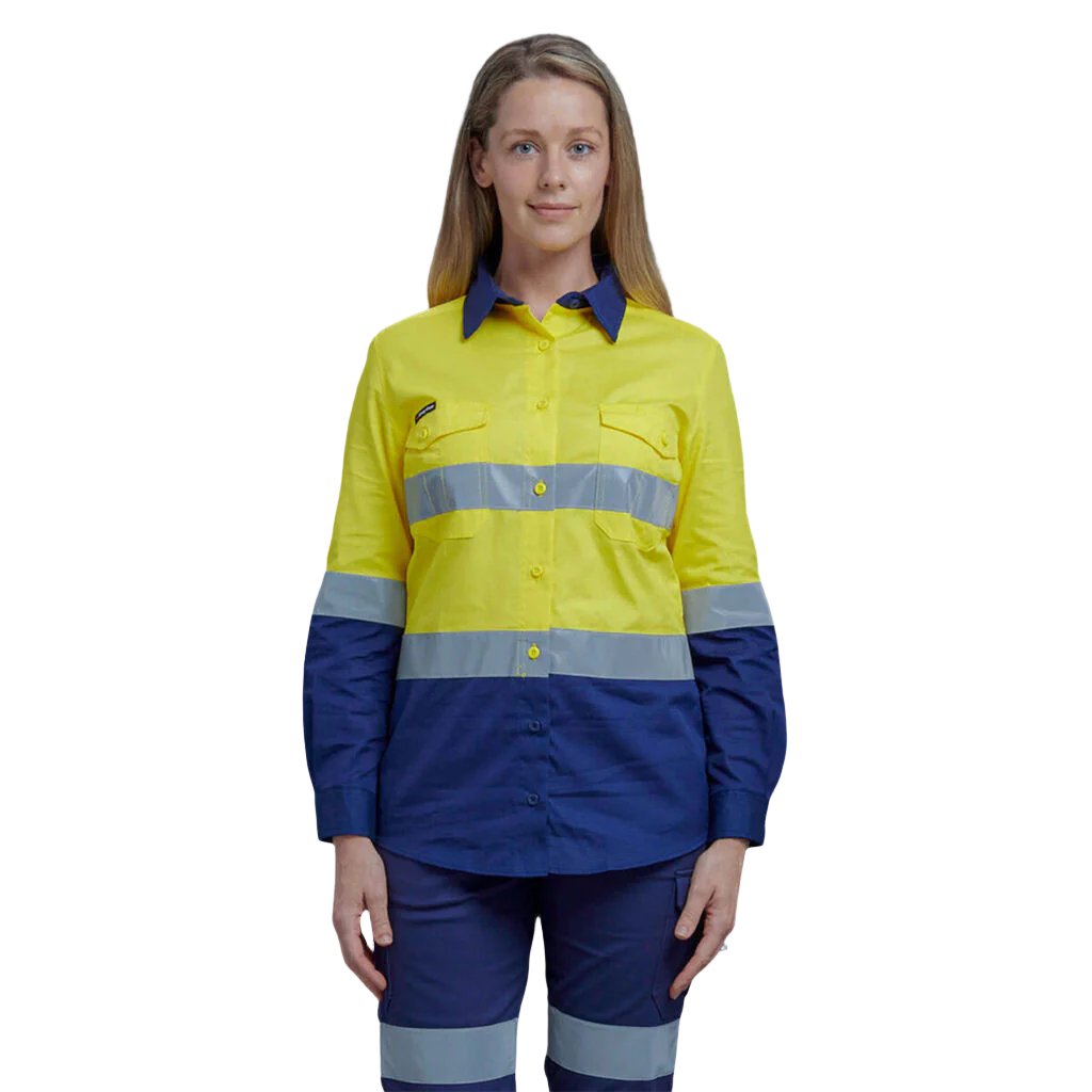 King Gee Women's Workcool 2 Hi-Vis Lightweight Reflective Work Shirt (K44544)