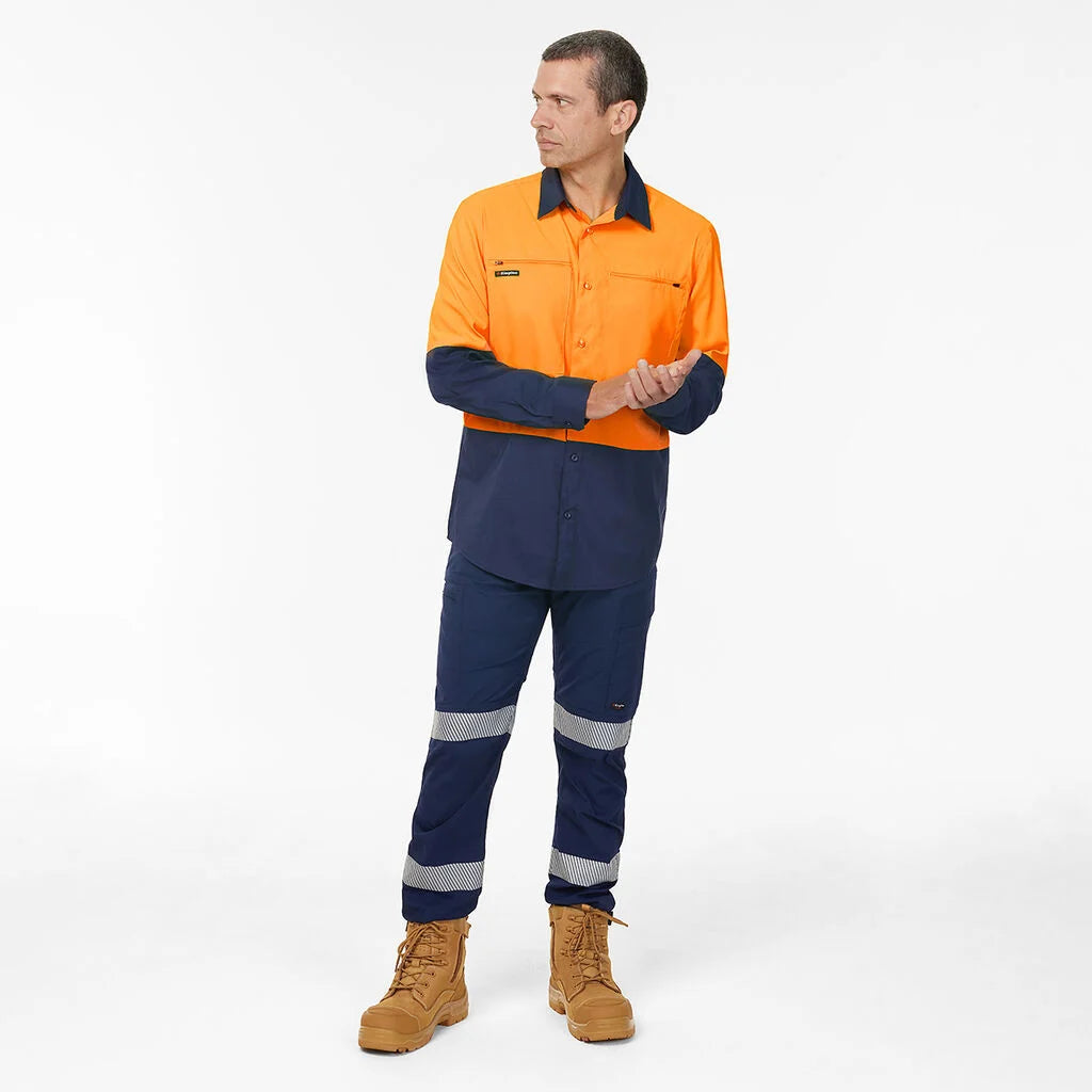 King Gee Dry Cool Hi Vis Spliced Shirt Long Sleeve Shirt (K54036)