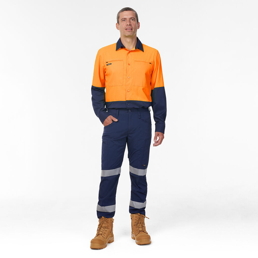 King Gee Dry Cool Hi Vis Spliced Shirt Long Sleeve Shirt (K54036)