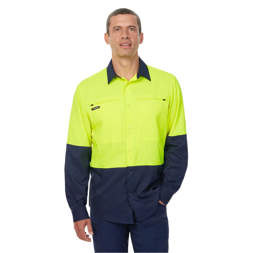 King Gee Dry Cool Hi Vis Spliced Shirt Long Sleeve Shirt (K54036)