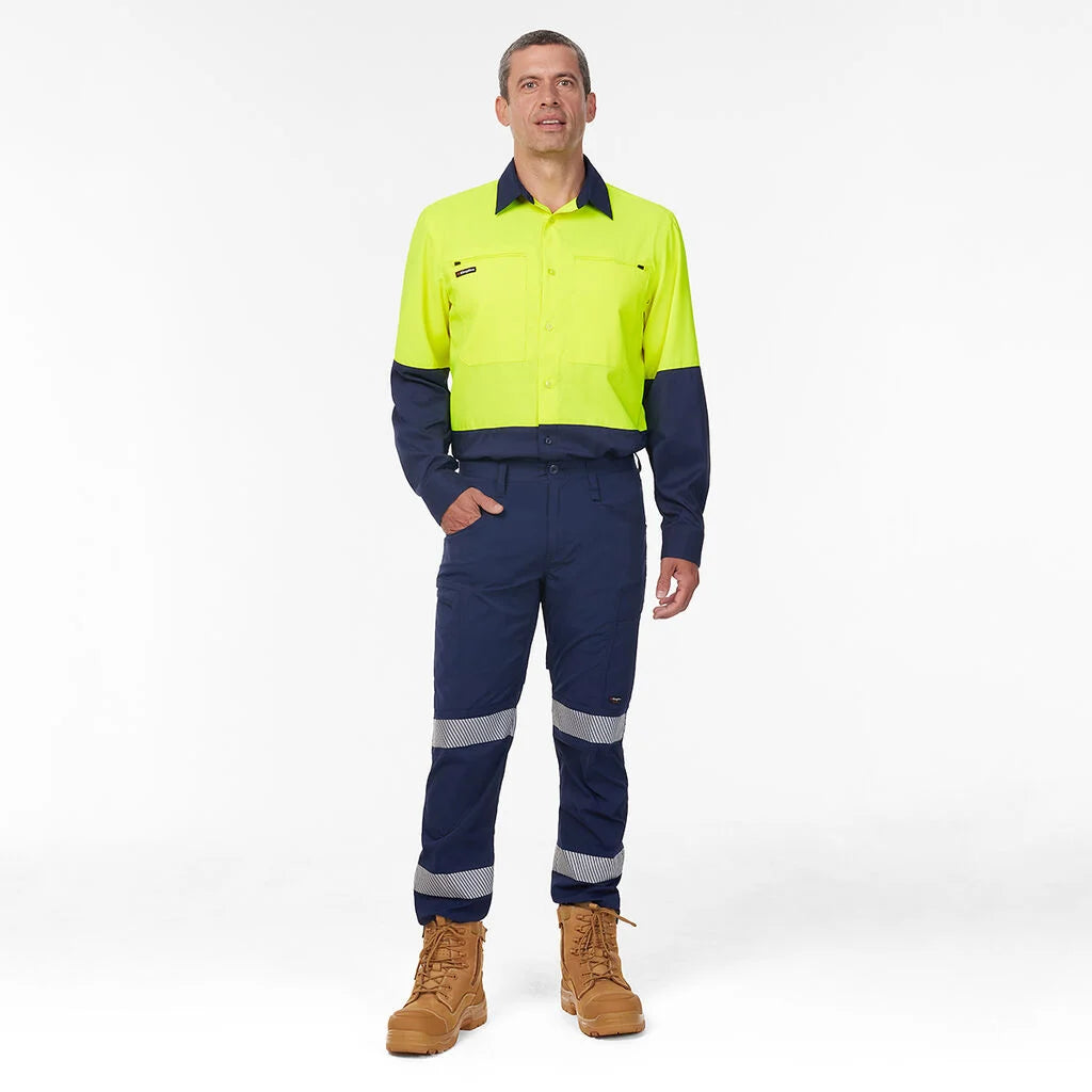 King Gee Dry Cool Hi Vis Spliced Shirt Long Sleeve Shirt (K54036)