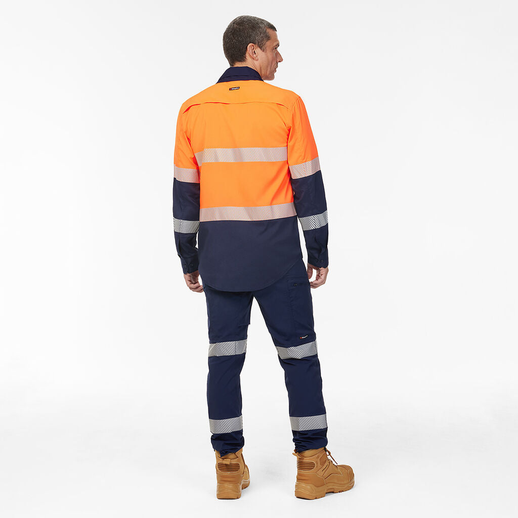 King Gee Dry Cool Hi Vis Spliced Taped Shirt Long Sleeve Shirt (K54037)