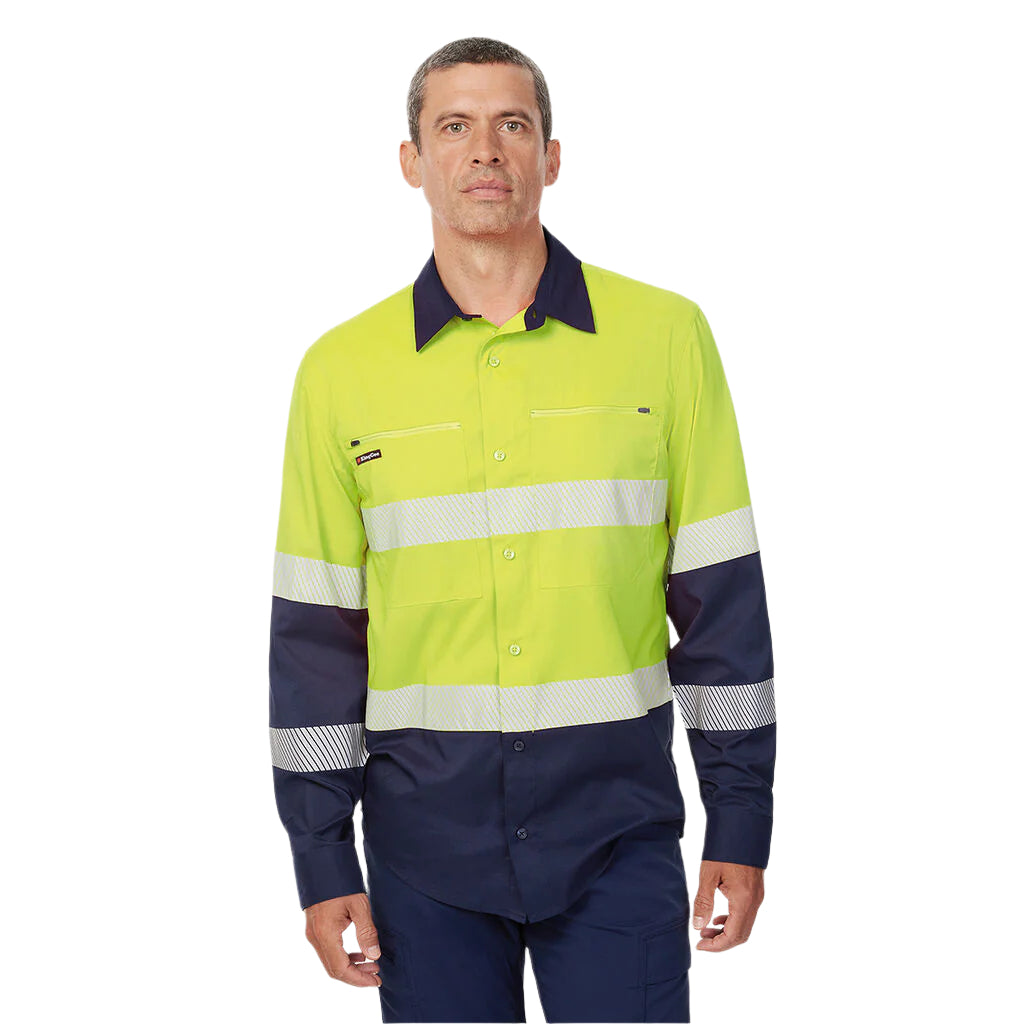 King Gee Dry Cool Hi Vis Spliced Taped Shirt Long Sleeve Shirt (K54037)