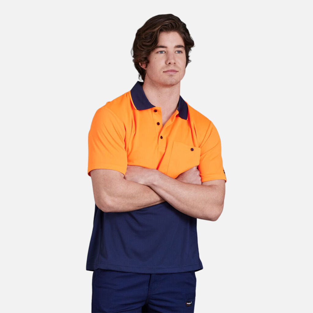 King Gee Workcool Hyperfreeze Hi-Vis Two Tone Short Sleeve Polo Shirt (K54205)