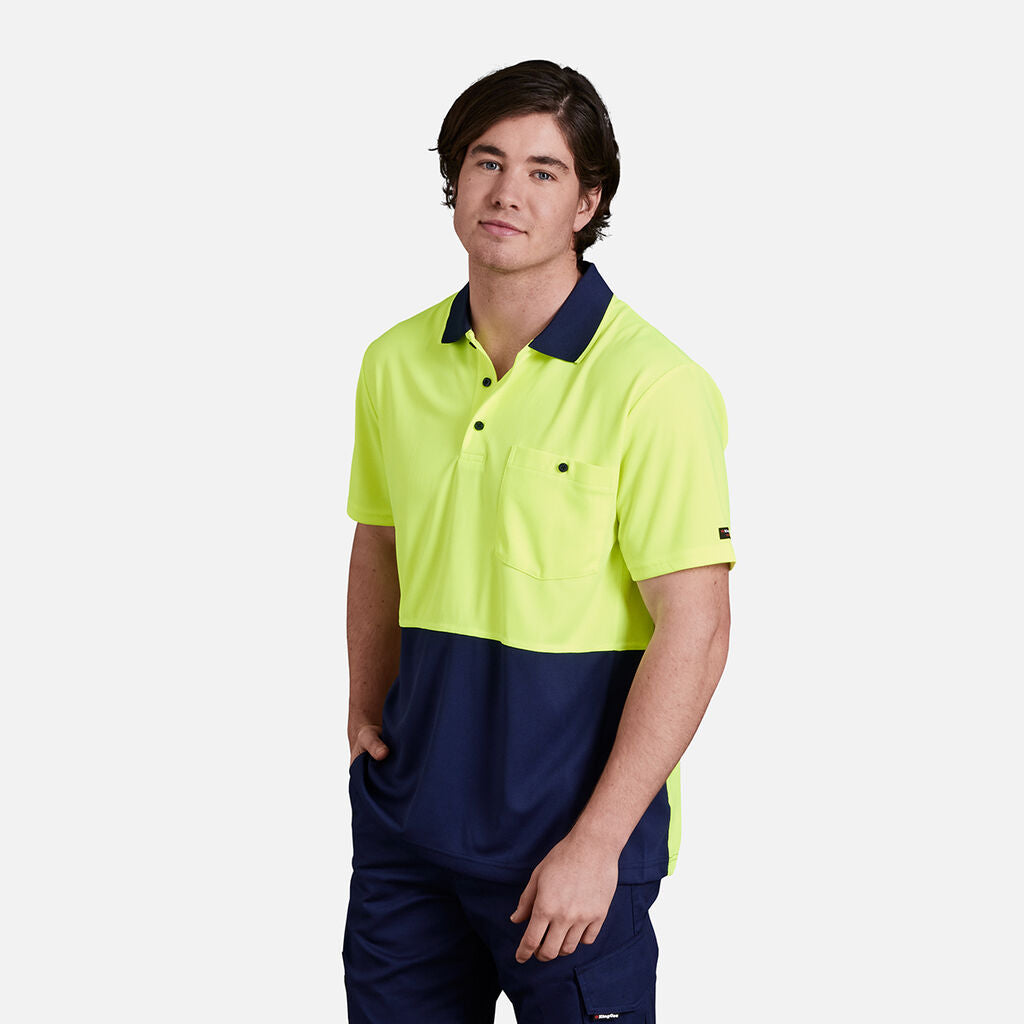 King Gee Workcool Hyperfreeze Hi-Vis Two Tone Short Sleeve Polo Shirt (K54205)