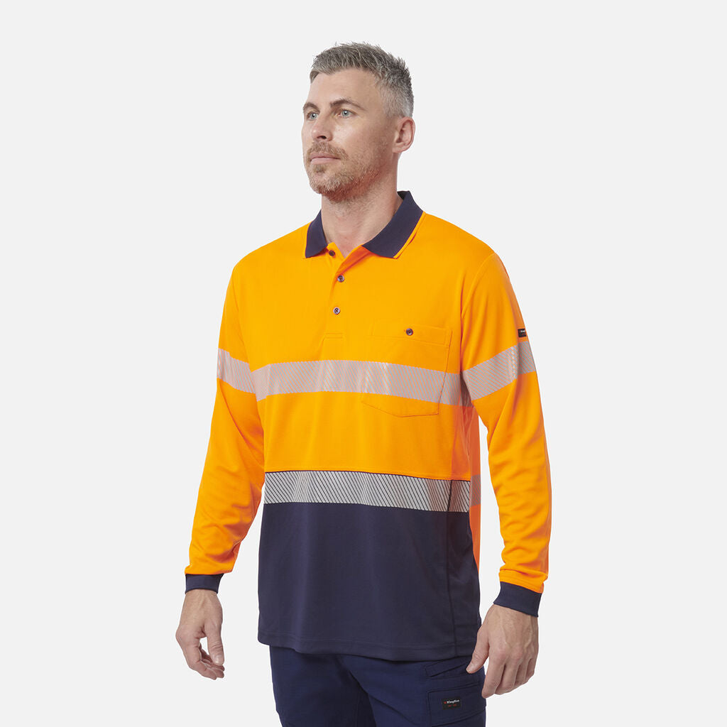 King Gee Workcool Hyperfreeze Hi-Vis Reflective Long Sleeve Polo (K54225)