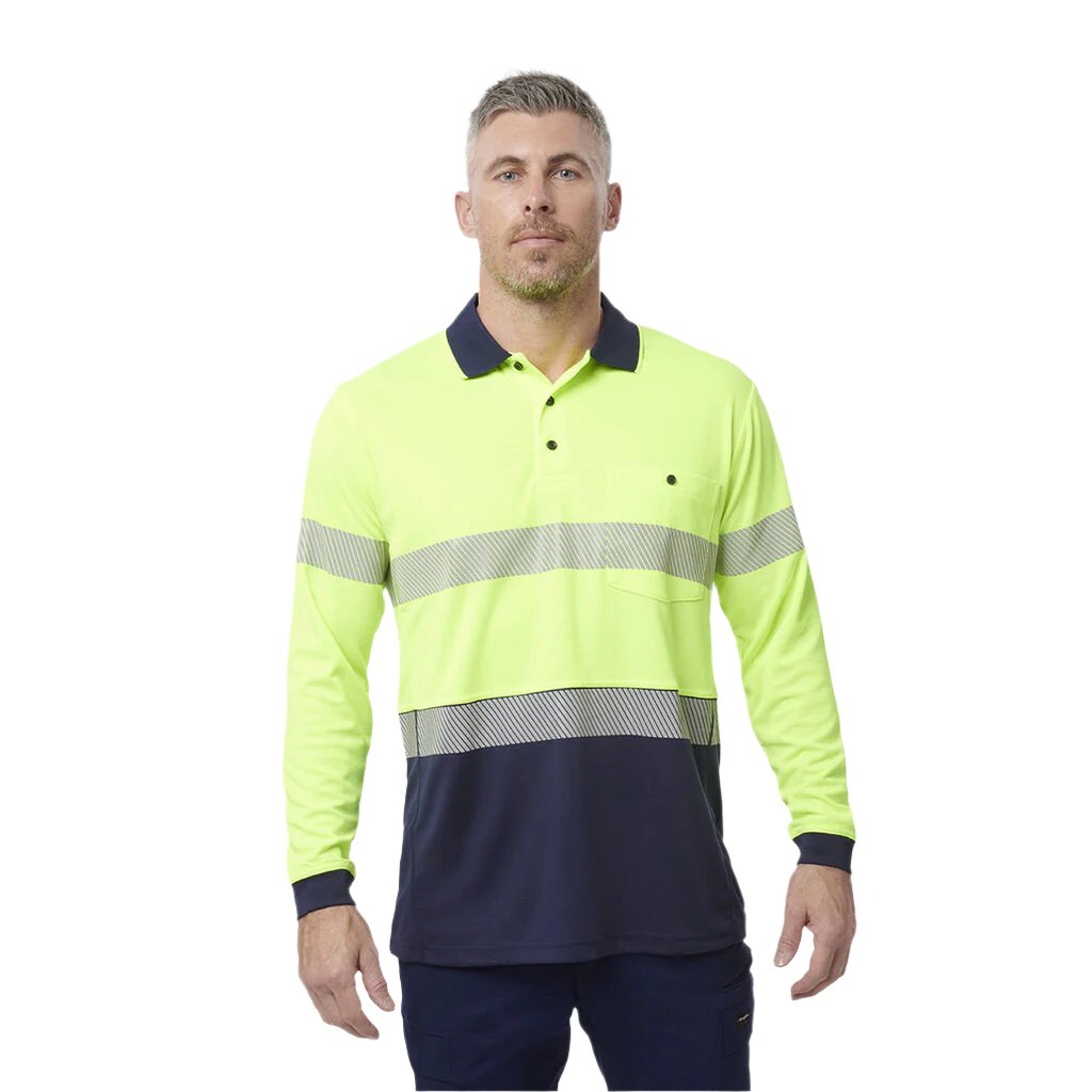 King Gee Workcool Hyperfreeze Hi-Vis Reflective Long Sleeve Polo (K54225)