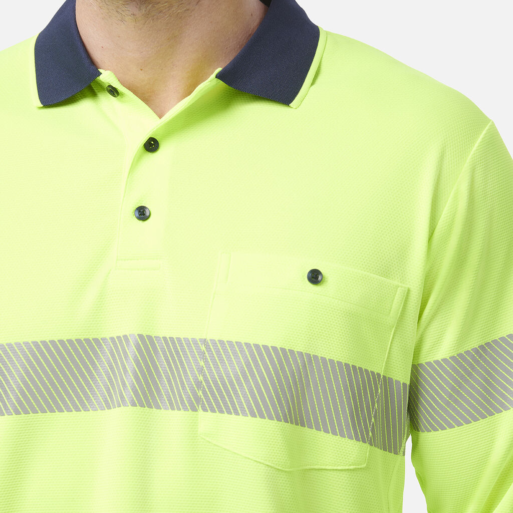 King Gee Workcool Hyperfreeze Hi-Vis Reflective Long Sleeve Polo (K54225)