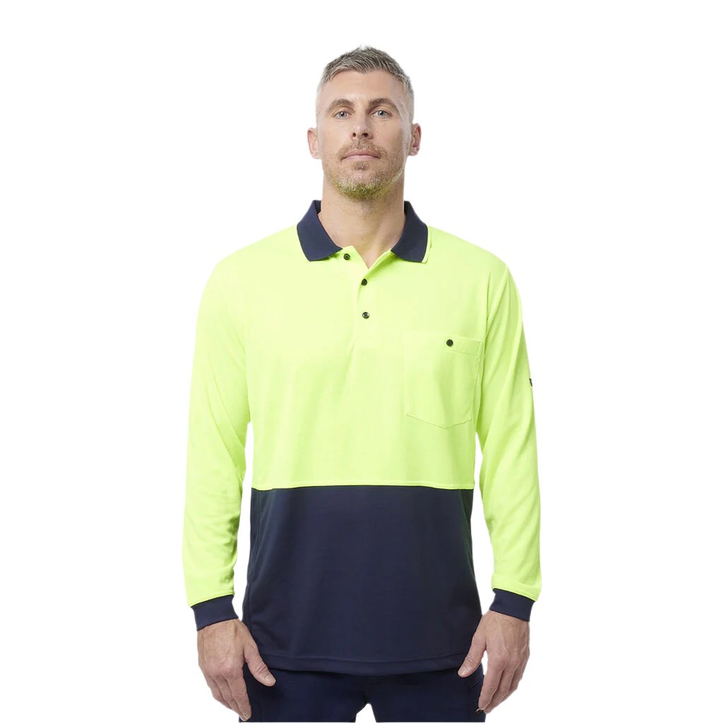 King Gee Workcool Hyperfreeze Hi-Vis Two Tone Long Sleeve Polo Shirt (K54235)