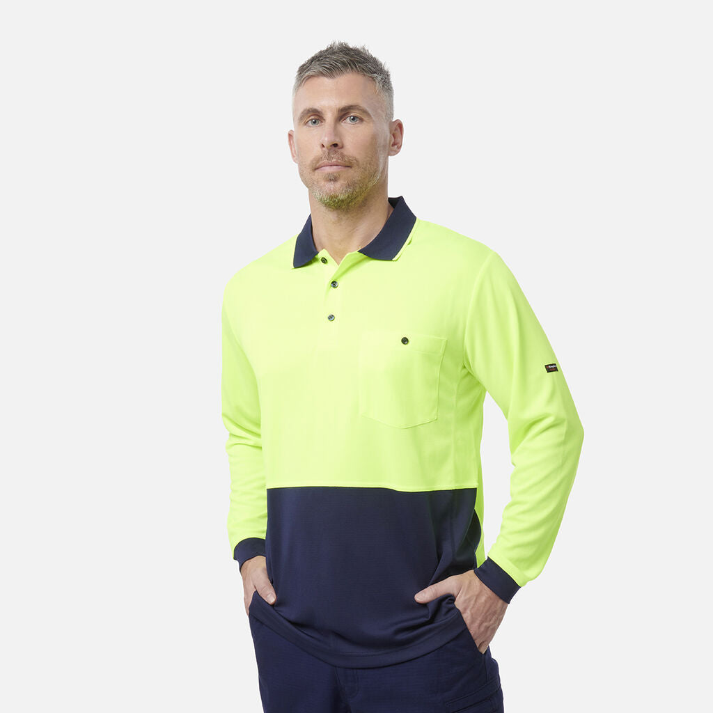 King Gee Workcool Hyperfreeze Hi-Vis Two Tone Long Sleeve Polo Shirt (K54235)