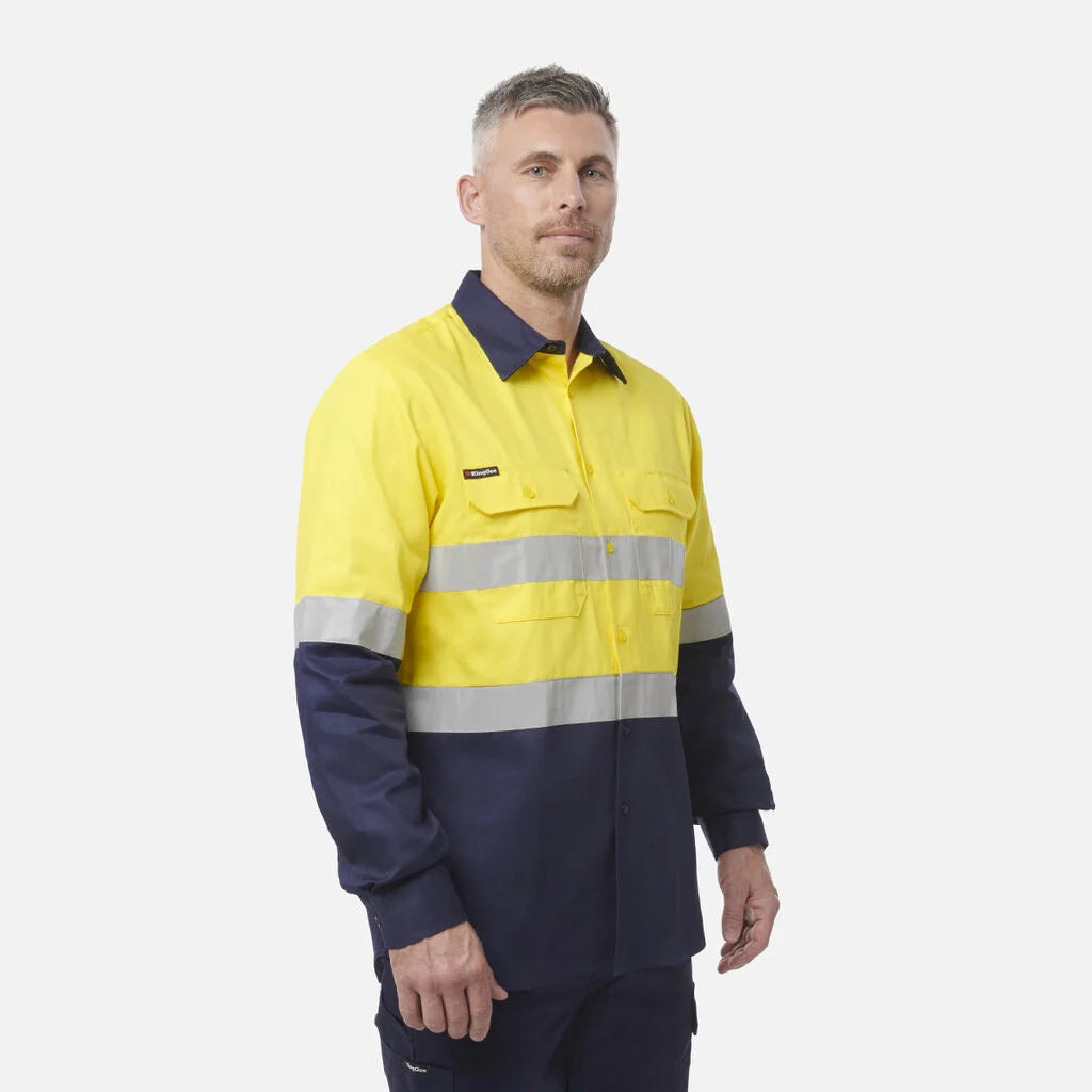 King Gee Originals Hi-Vis Reflective Two Tone Long Sleeve Work Shirt (K54315)