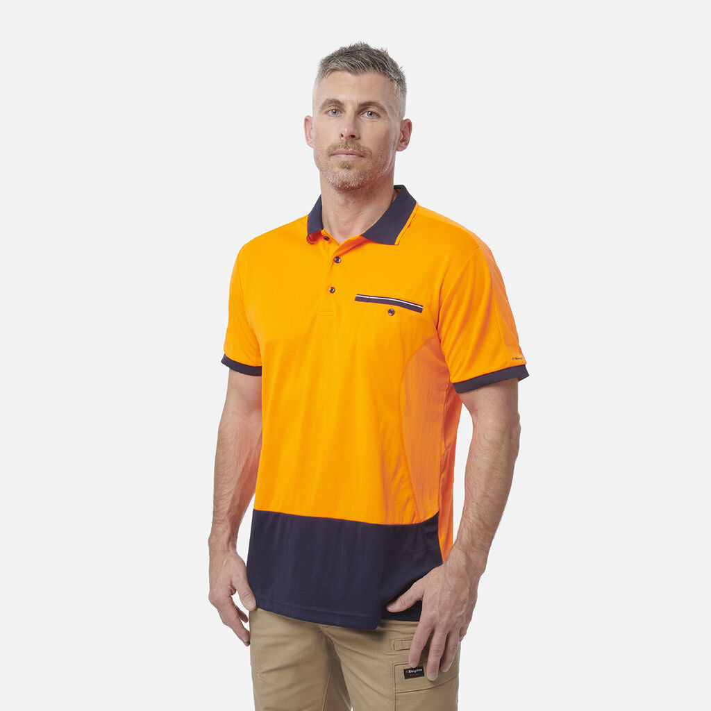 King Gee Workcool Hyperfreeze Hi-Vis Lightweight Short Sleeve Polo (K54845)