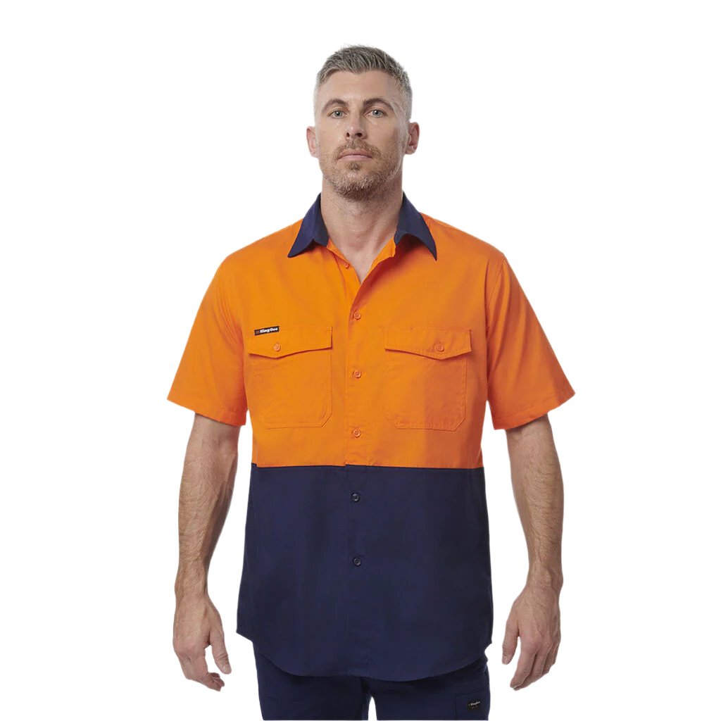 King Gee Workcool 2 Hi-Vis Two Tone Short Sleeve Drill Work Shirt ( K54875)