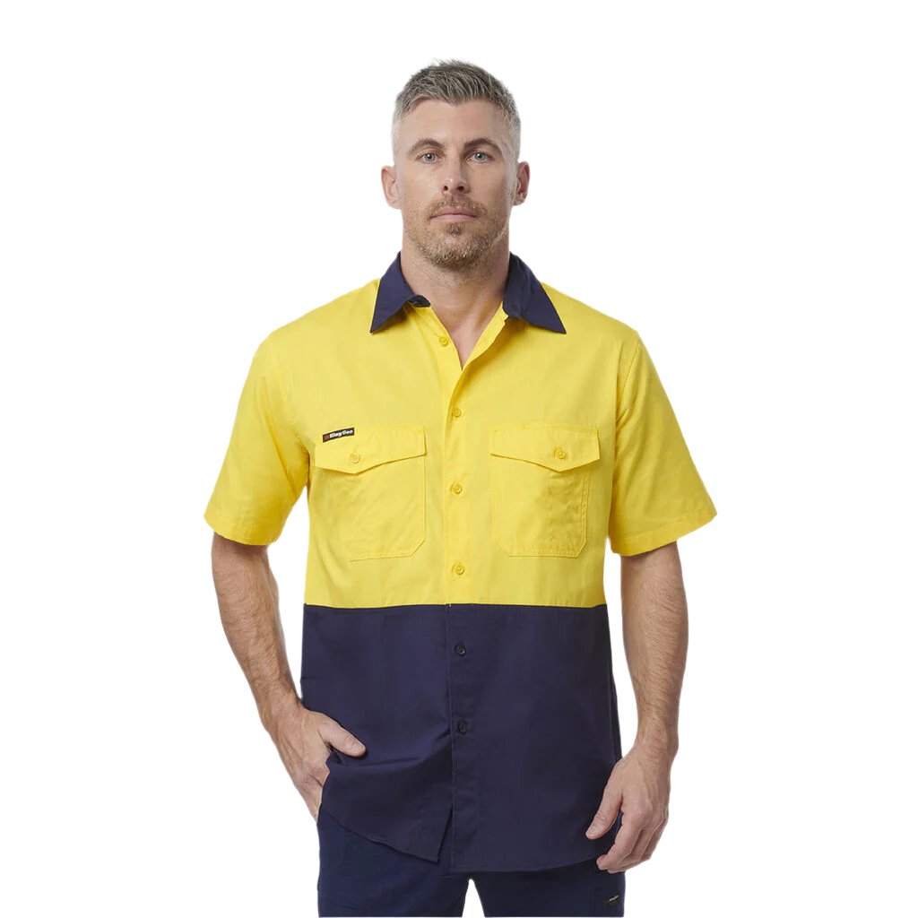 King Gee Workcool 2 Hi-Vis Two Tone Short Sleeve Drill Work Shirt ( K54875)