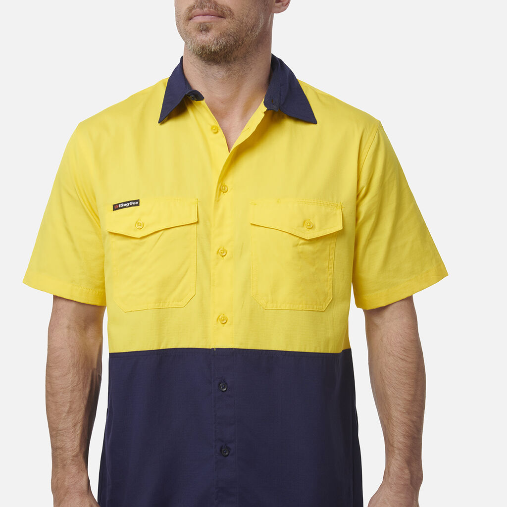 King Gee Workcool 2 Hi-Vis Two Tone Short Sleeve Drill Work Shirt ( K54875)